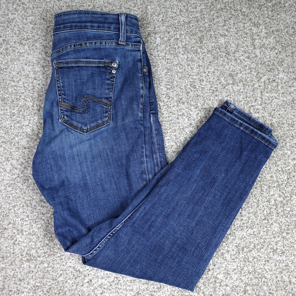 Silver Jeans Co Suki Skinny Crop Blue Denim Jeans W28 L25 L43969SSX329‎